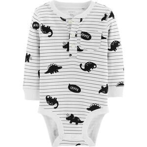 Carters Baby Boys Bodysuit Dinosaur Black Stripes 3m NEW